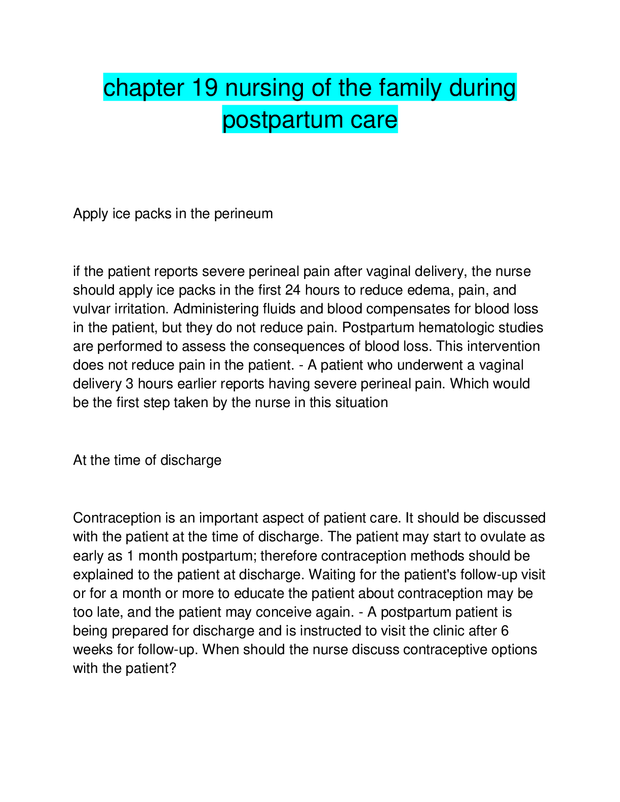 Preview image for chapter 19 nursing of the family during  postpartum care